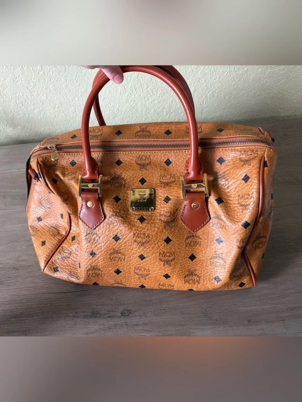 Vintage MCM München Visetos Cognac Boston Satchel Bag Made in Germany
